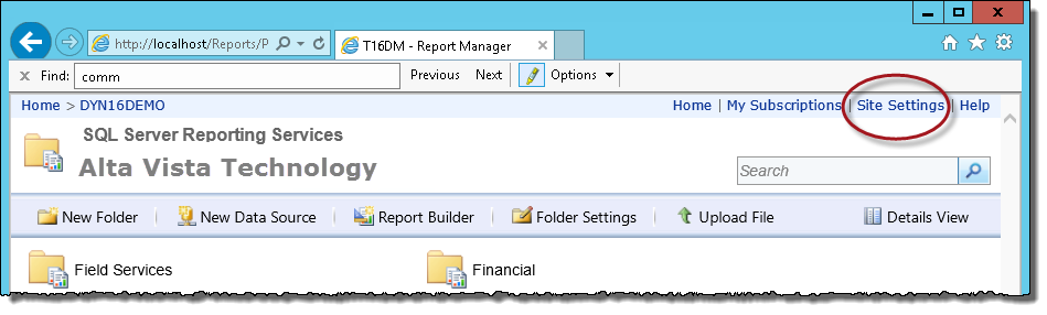 SSRS Site Settings