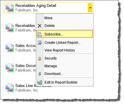 SSRS subscription navigation